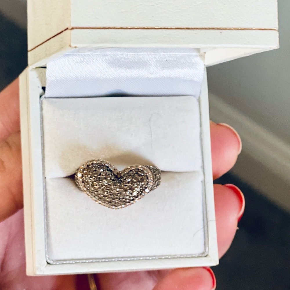 Rose gold ring w chocolate diamonds.
